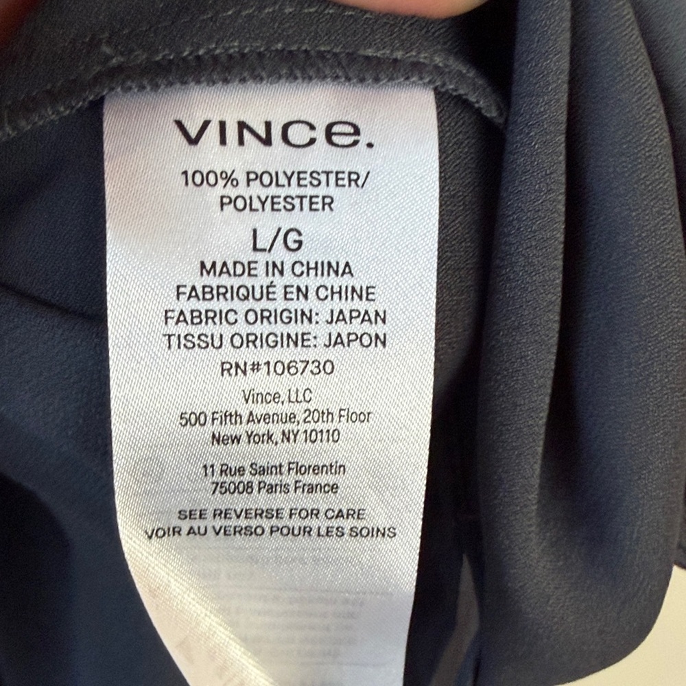 Vince Slate Blue Gray Satin V Neck Top Size Large L - Picture 4 of 12